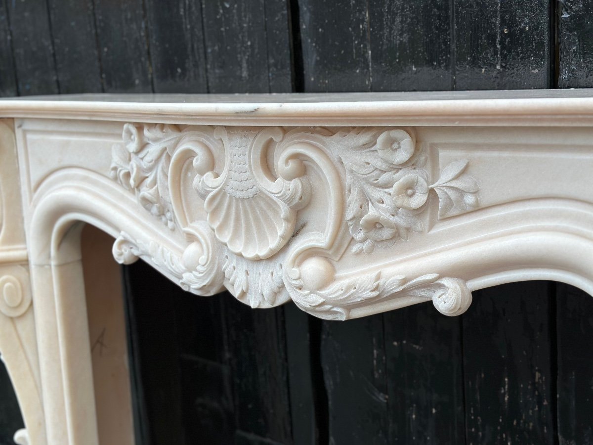 Louis XV Style Fireplace In Pink Marble Circa 1980-photo-6