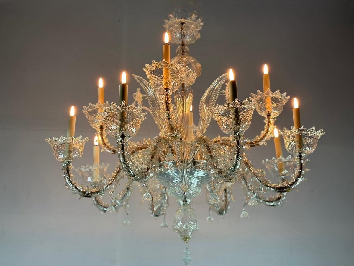 Lustre Vénitien Rezzonico En Verre De Murano 12 Bras De Lumière 