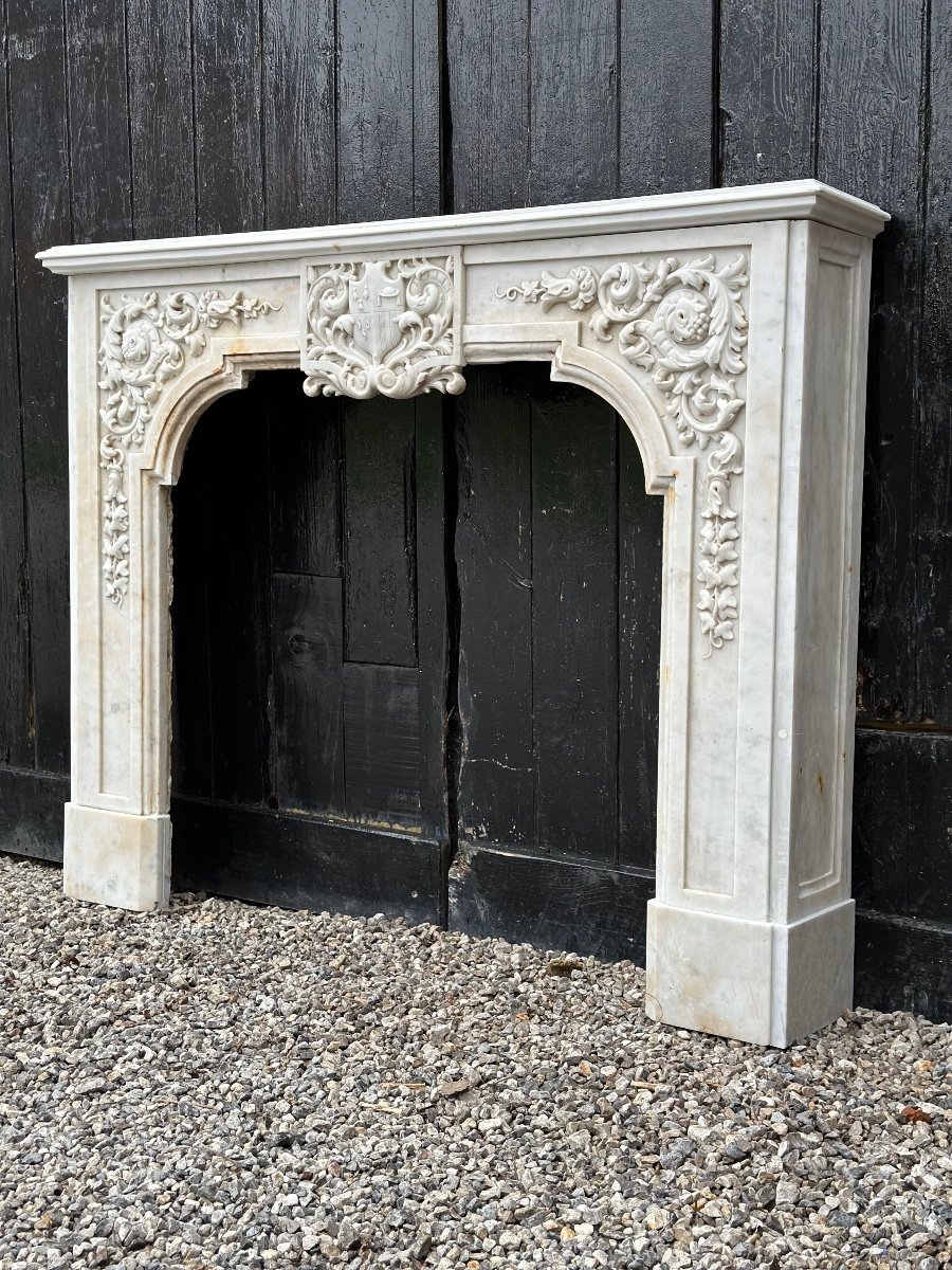 White Carrara Marble Fireplace Circa 1880-photo-6