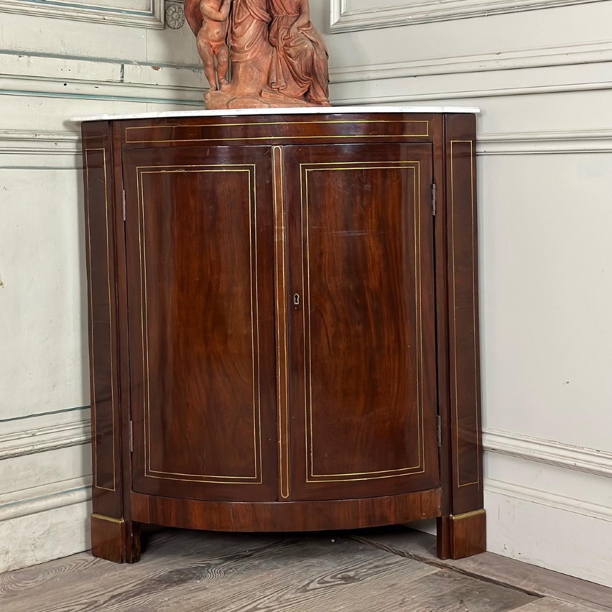 Corner Mahogany And White Carrara Marble, Circa 1800-photo-3