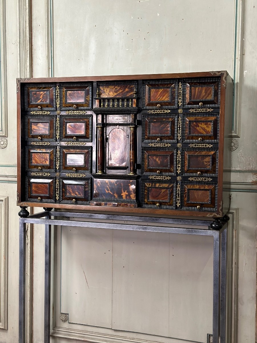 Cabinet En Bois Noirci Et écaille Blonde, Italie Fin XVIIéme Siècle -photo-3