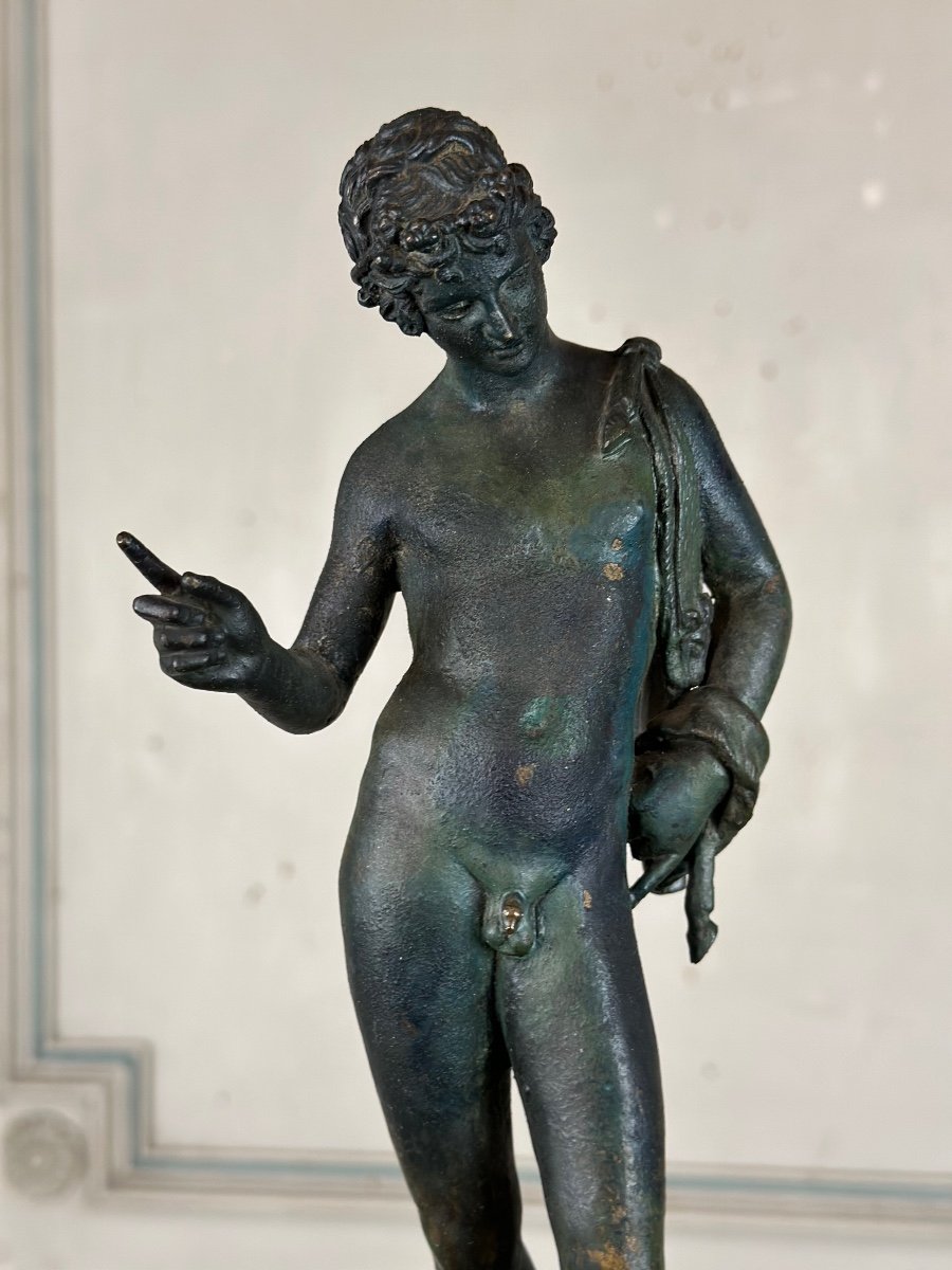 Narcisse, Bronze Patine Fouille D’après L’antique XIXème Siècle -photo-1