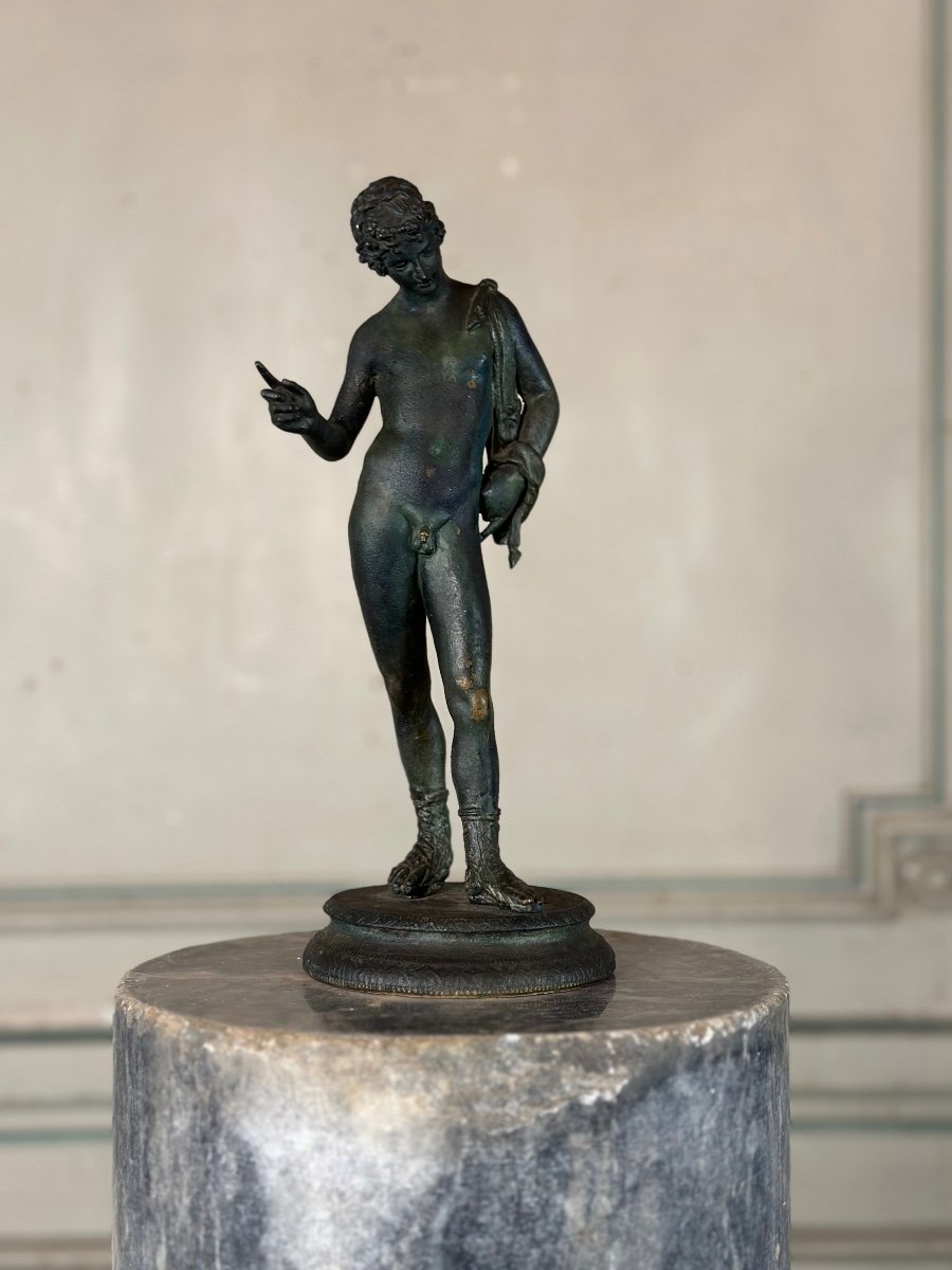 Narcisse, Bronze Patine Fouille D’après L’antique XIXème Siècle 