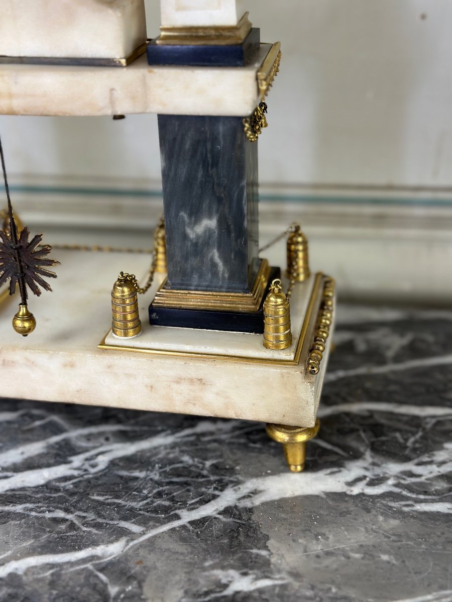 Louis XVI Portico Clock In Marble And Gilt Bronze, Eighteenth Century-photo-6