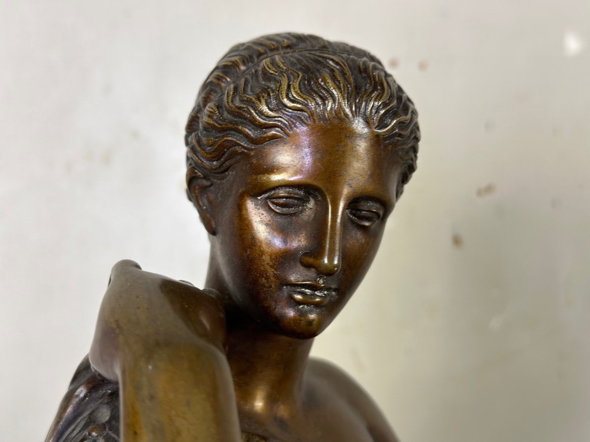 Diane De Gabies, Large Bronze After The Antique Medal Patina-photo-4