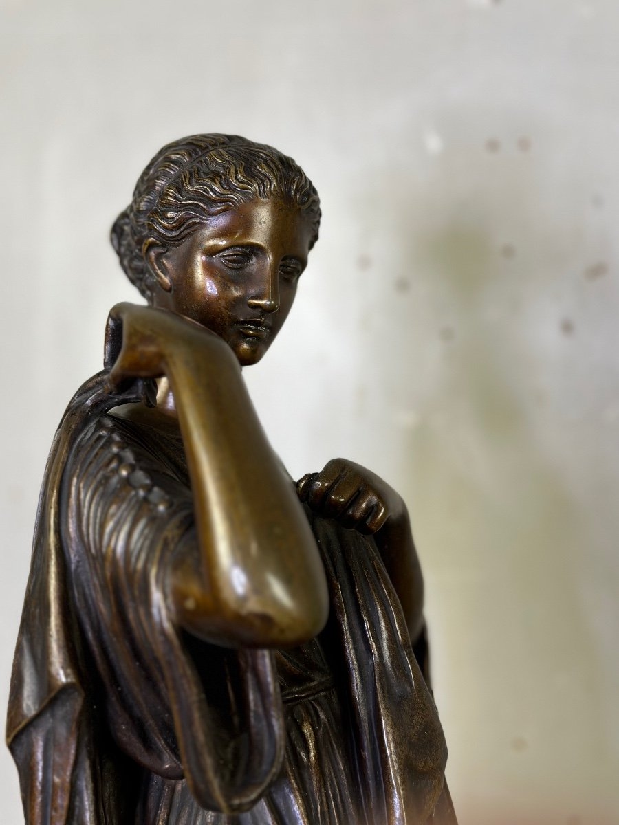 Diane De Gabies, Large Bronze After The Antique Medal Patina-photo-5