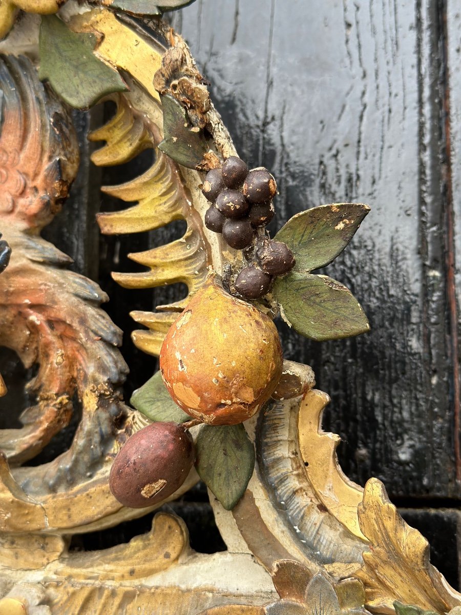 Miroir En Bois Sculpté, Doré Et Polychromé, Venise Vers 1880-photo-3