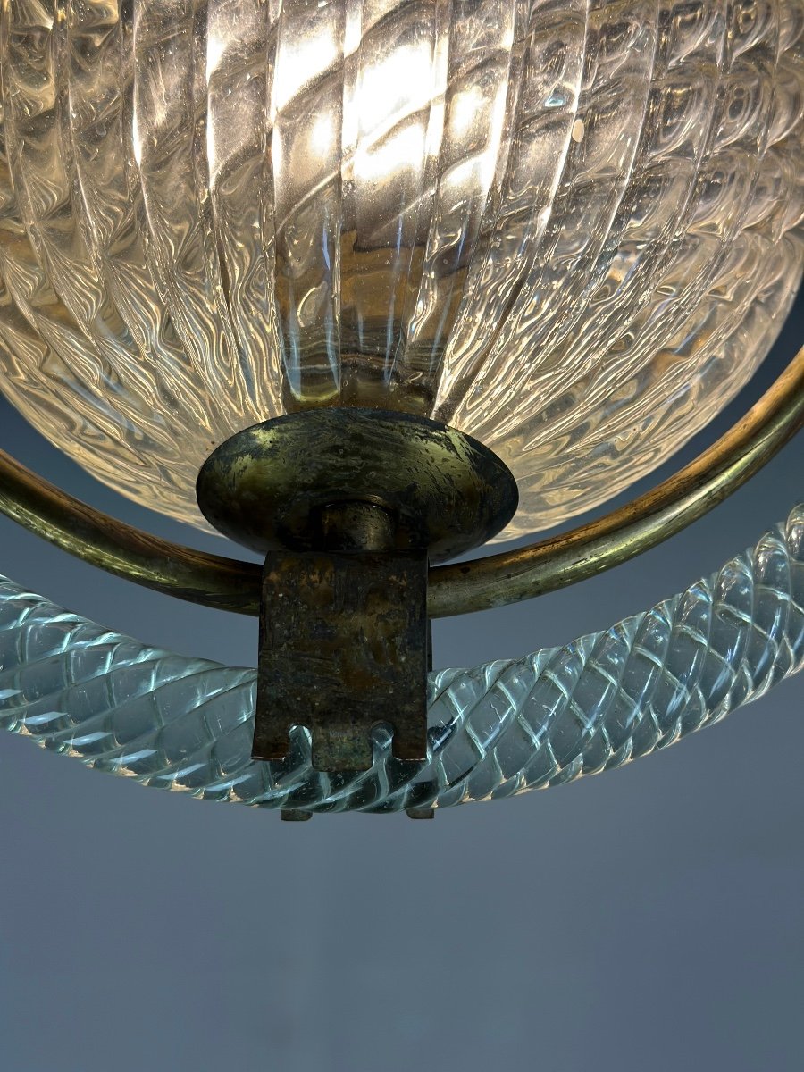 Venetian Lantern In Murano Glass And Brass Circa 1950-photo-4