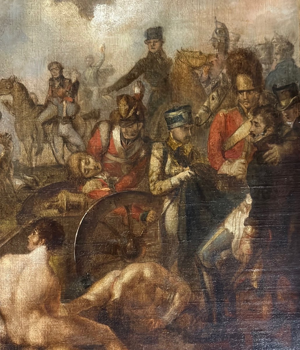 Scène De Bataille Napoléonienne, Huile Sur Toile, XIXème Siècle -photo-3