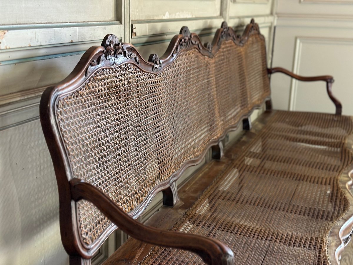 Grande Banquette Louis XV En Bois Naturel Mouluré Et Sculpté France XVIIIème Siècle -photo-2