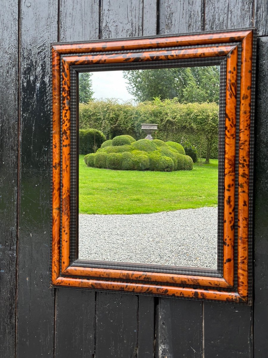 Miroir En écaille De Tortue Et Bois Noir Frisé Dans Le Goût Des Cadres Anversois -photo-2