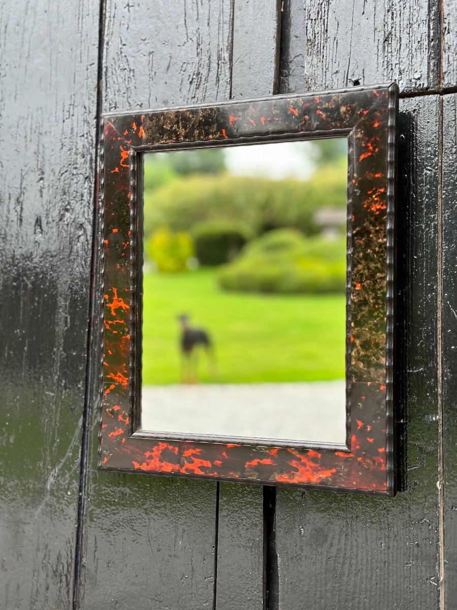 Mirror In Tortoise Shell And Frisé Wood, Maison Franck Circa 1930-photo-3