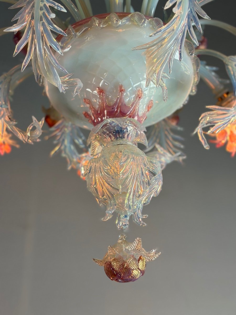 Venetian Chandelier In Blue And Red Murano Glass Circa 1930-photo-4