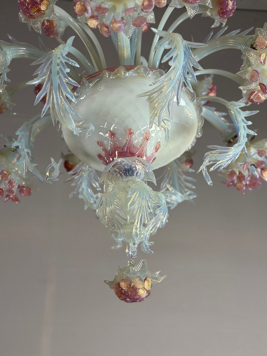 Venetian Chandelier In Blue And Red Murano Glass Circa 1930-photo-2
