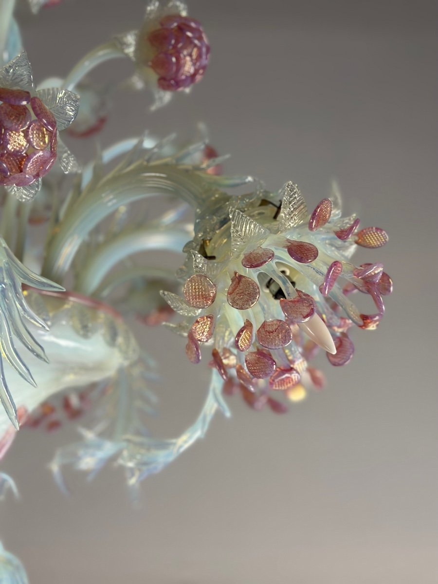 Venetian Chandelier In Blue And Red Murano Glass Circa 1930-photo-3