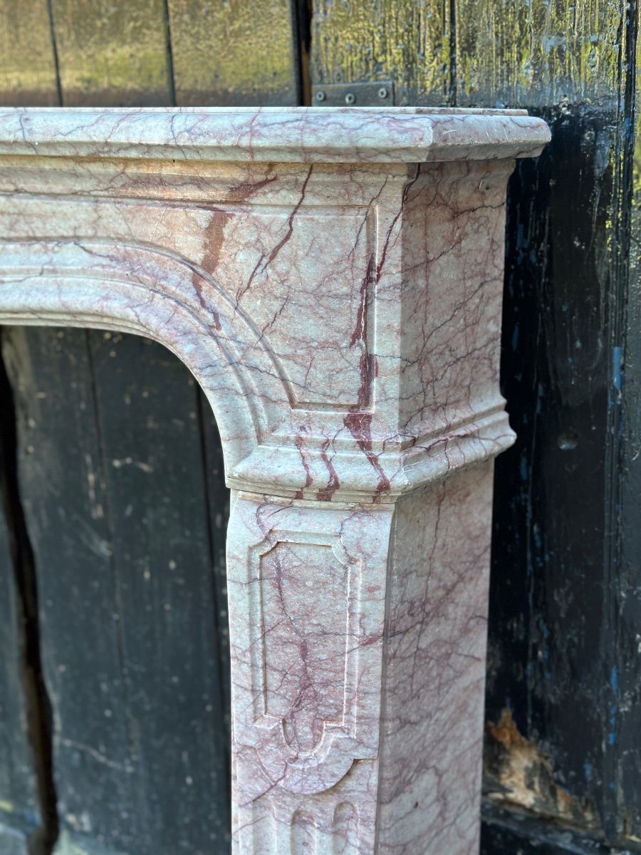 Louis XV Style Fireplace In Pink Marble, Circa 1980-photo-4
