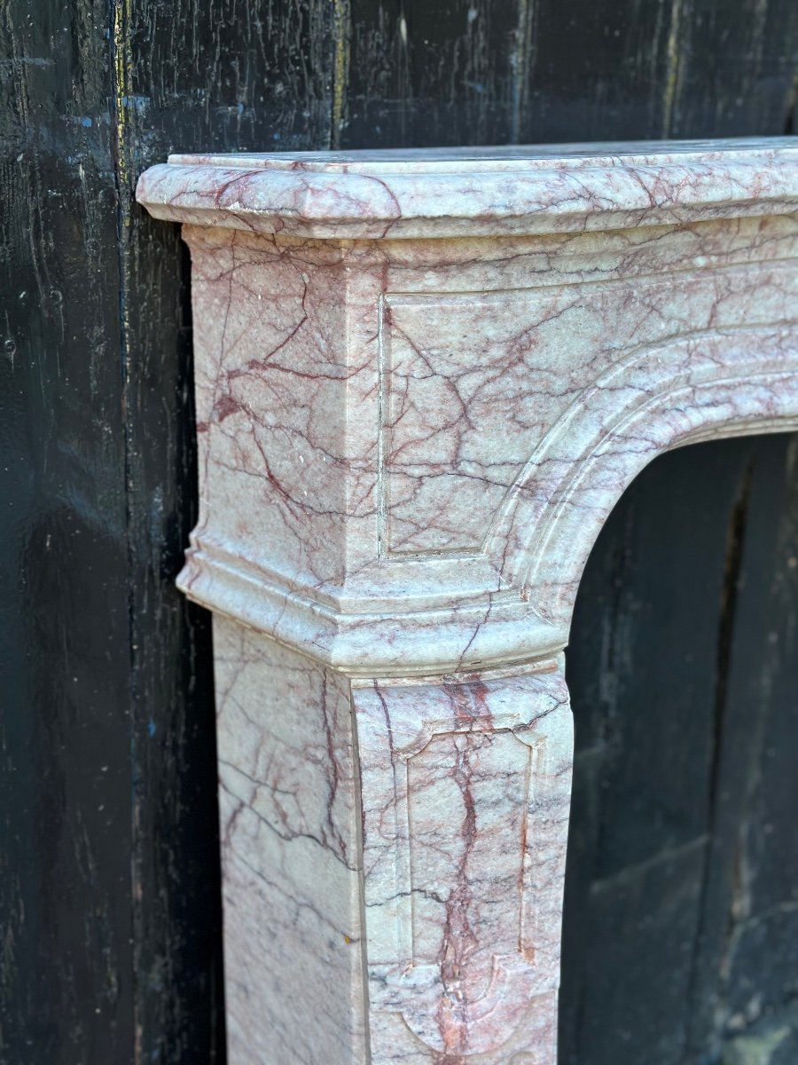 Louis XV Style Fireplace In Pink Marble, Circa 1980-photo-6