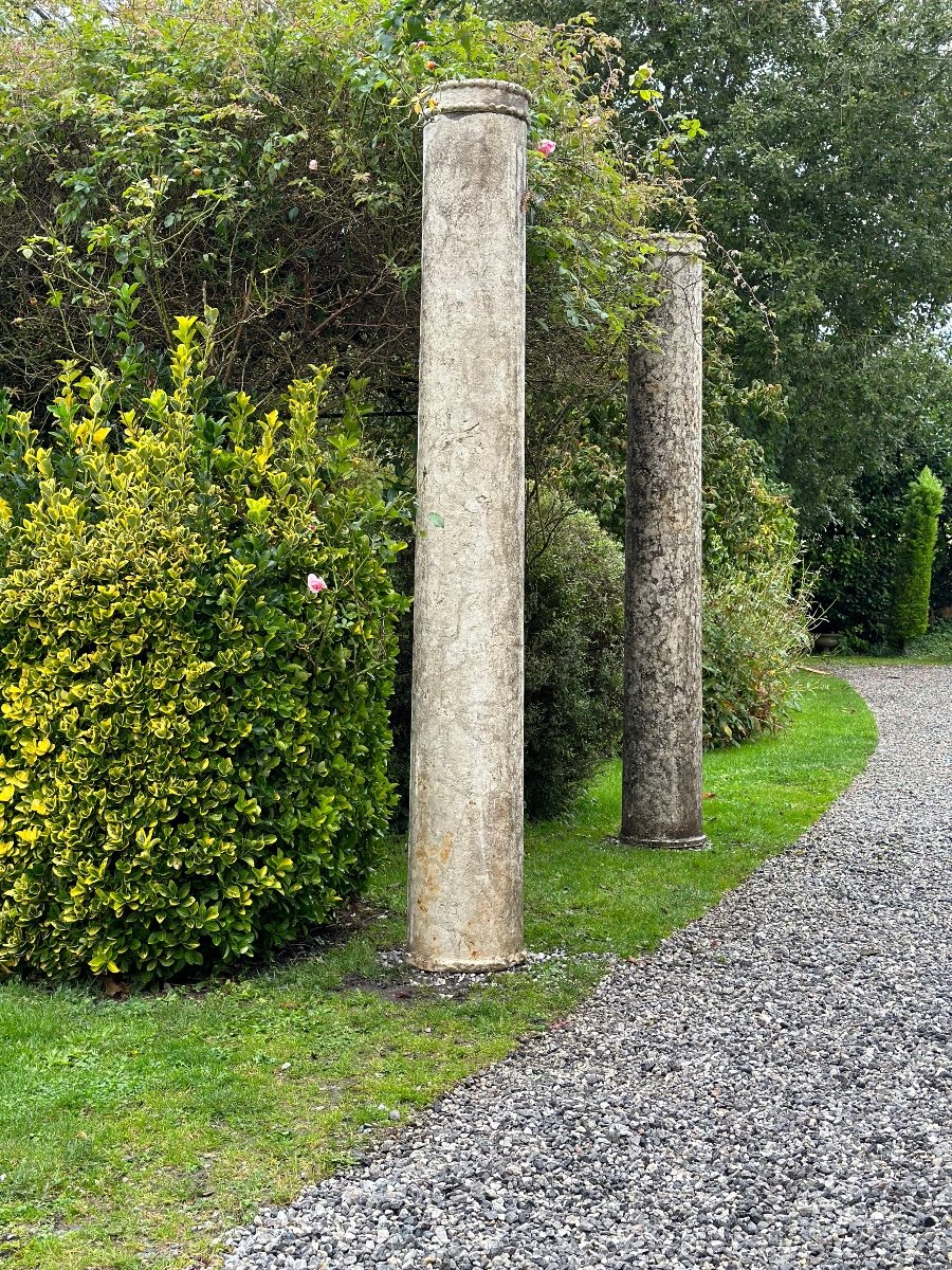 Pair Of Istrian Stone Columns, Venice 16th Century-photo-3