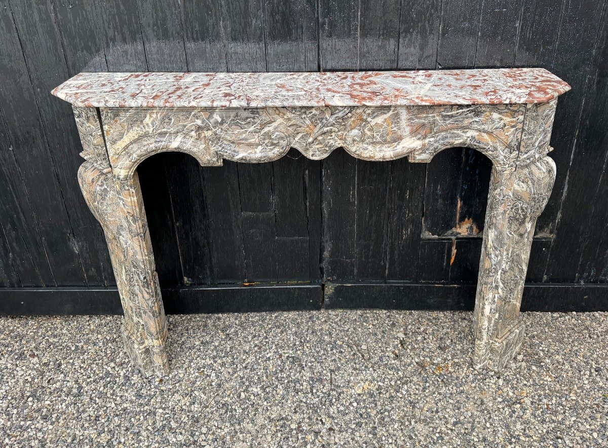 Regency Fireplace In Gray Ardennes Marble, 18th Century-photo-1