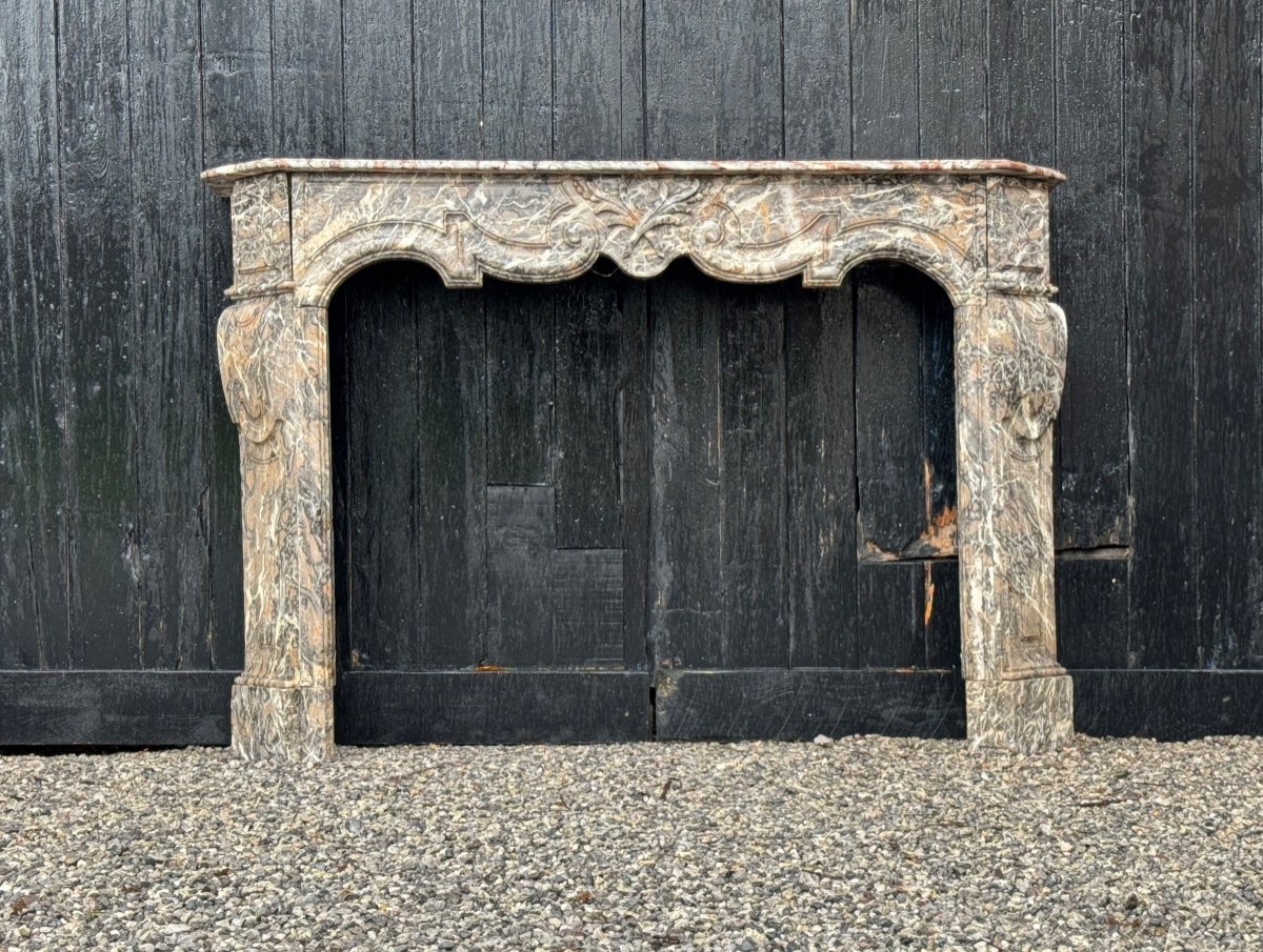 Regency Fireplace In Gray Ardennes Marble, 18th Century-photo-2