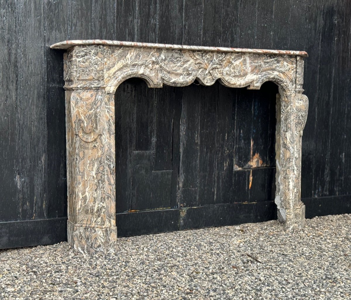 Regency Fireplace In Gray Ardennes Marble, 18th Century