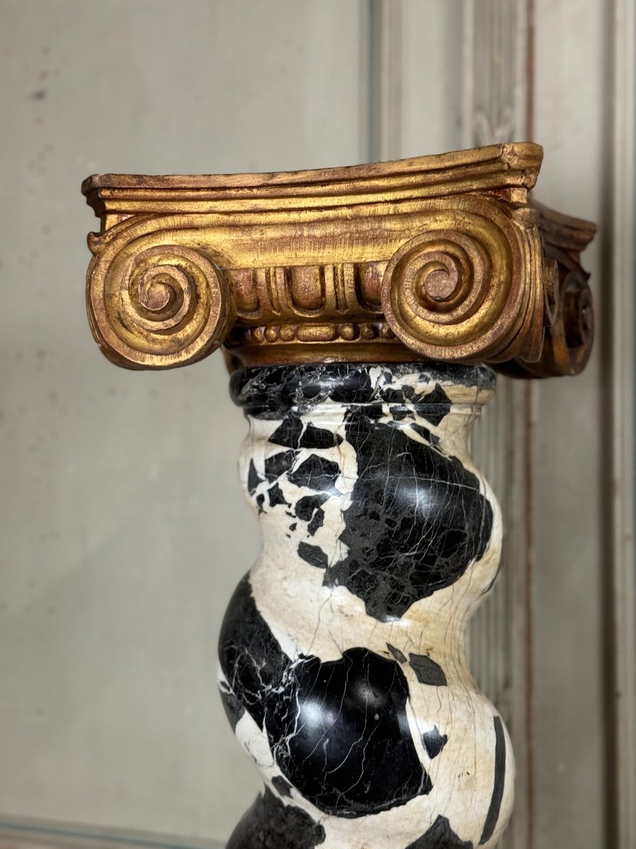 Pair Of Twisted Columns In Large Antique Marble, 19th Century-photo-7