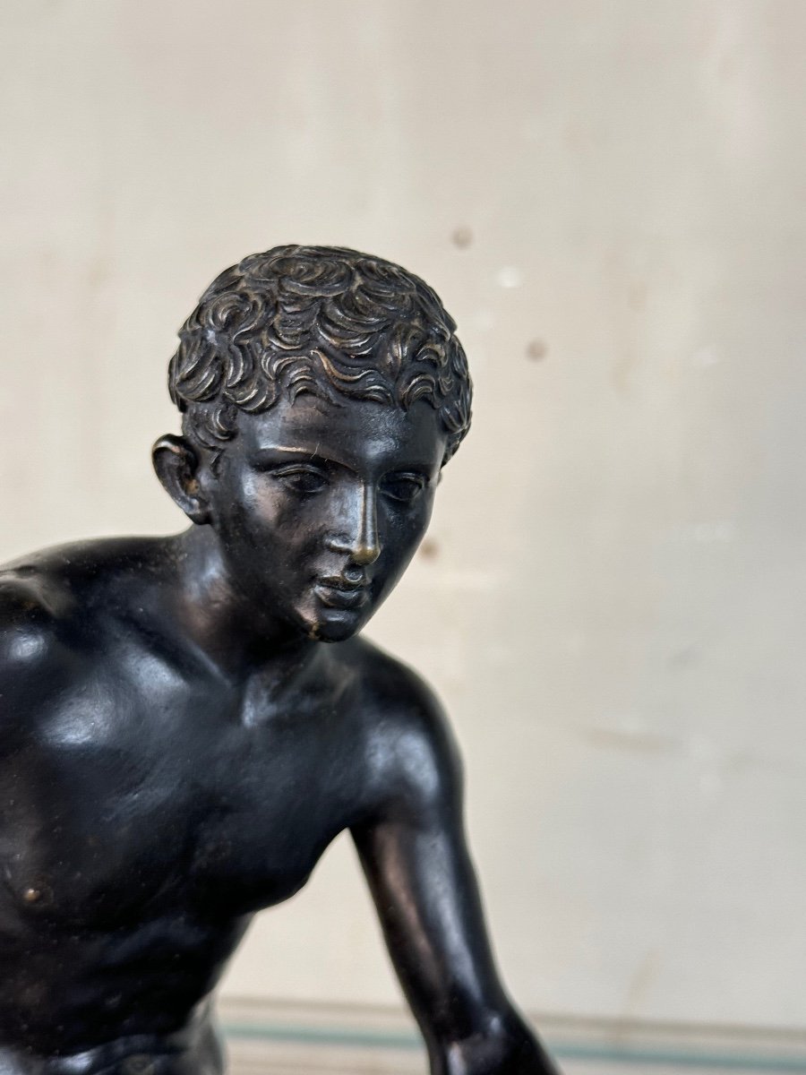 Hermès At Rest, Bronze With Black Patina, Very Beautiful Quality Of 19th Century Carving-photo-4