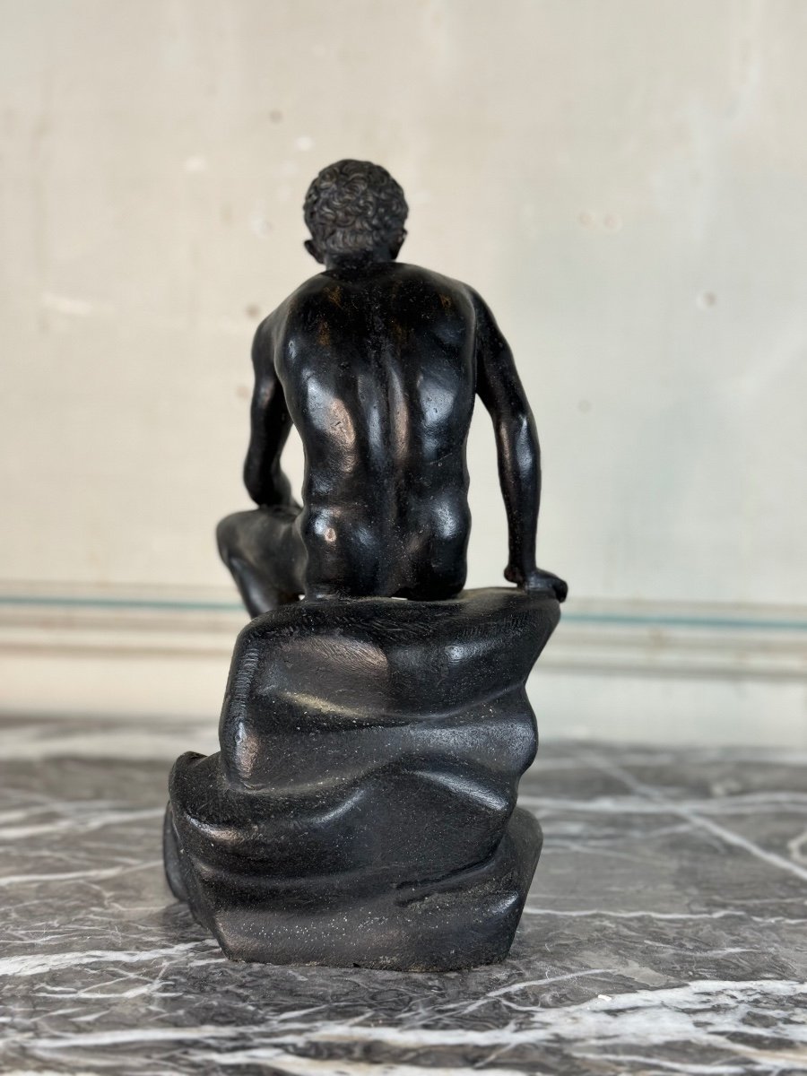 Hermès At Rest, Bronze With Black Patina, Very Beautiful Quality Of 19th Century Carving-photo-5