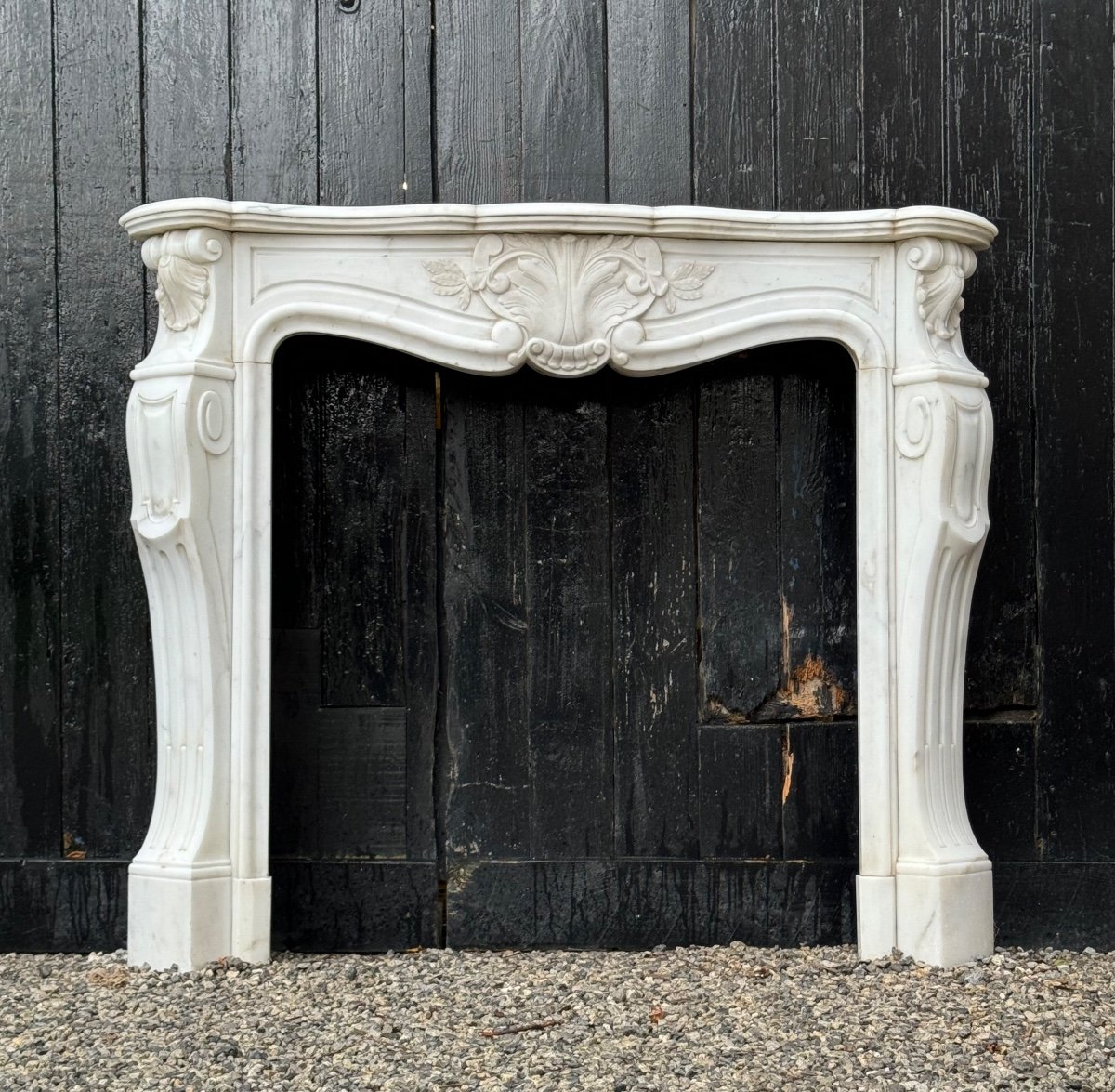 Louis XV Style Fireplace In Carrara Marble Circa 1900-photo-1