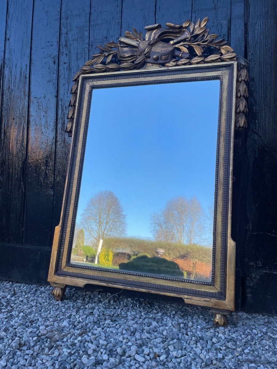 Louis XVI Mirror In Carved And Gilded Wood 18th Century-photo-4