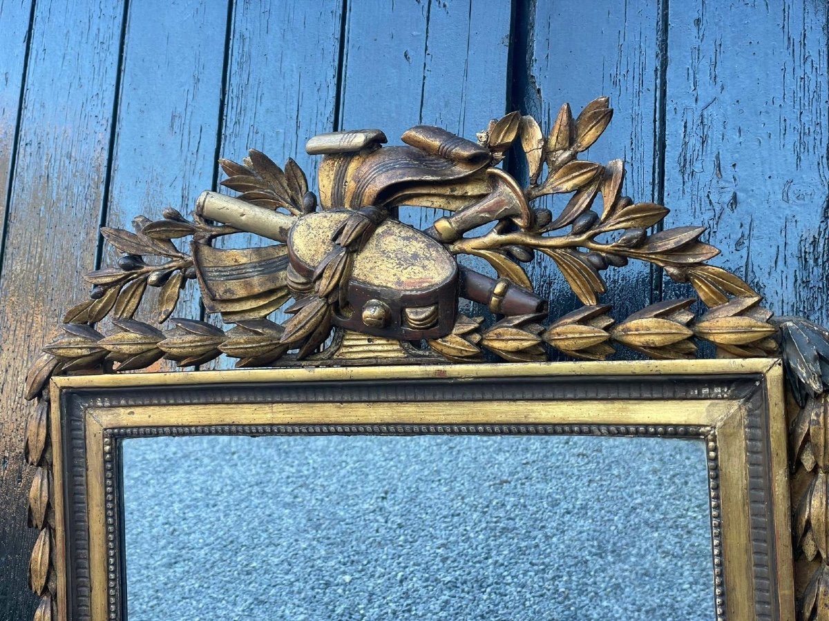 Louis XVI Mirror In Carved And Gilded Wood 18th Century-photo-3