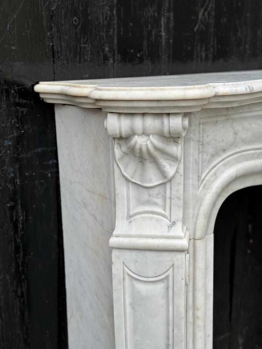 Louis XV Style Fireplace In White Carrara Marble, Circa 1880-photo-1