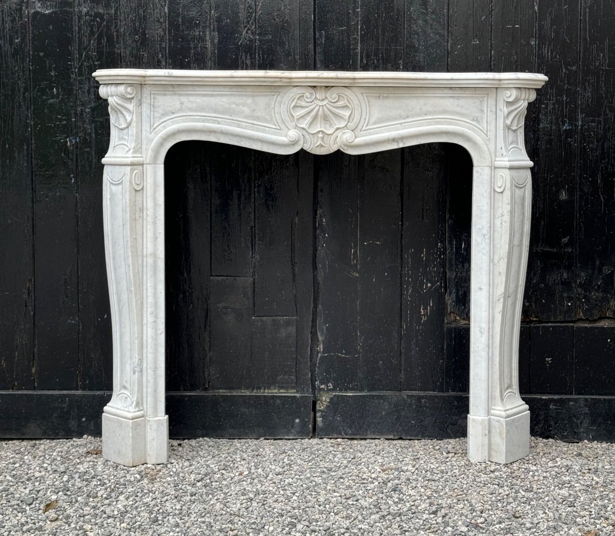 Louis XV Style Fireplace In White Carrara Marble, Circa 1880-photo-4