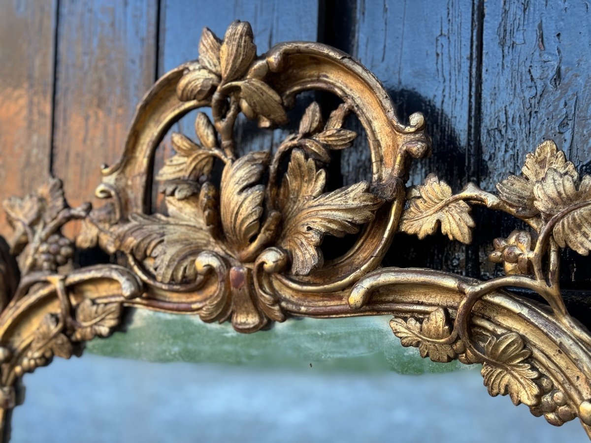 Miroir Louis XV En Bois Sculpté Et Doré à Parecloses, XVIIIème Siècle -photo-6