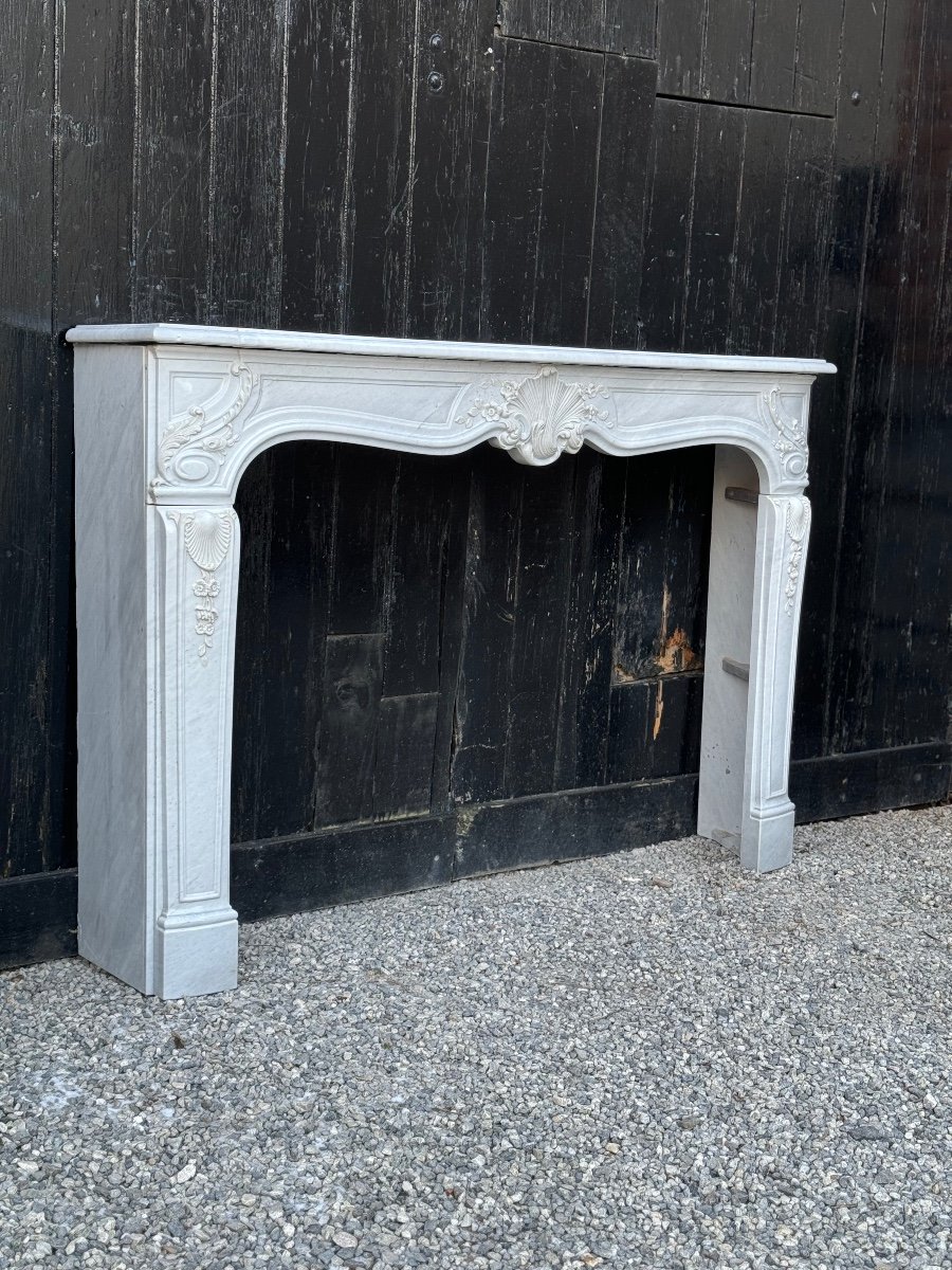 Louis XV Style Fireplace In Gray White Carrara Marble Circa 1980-photo-7
