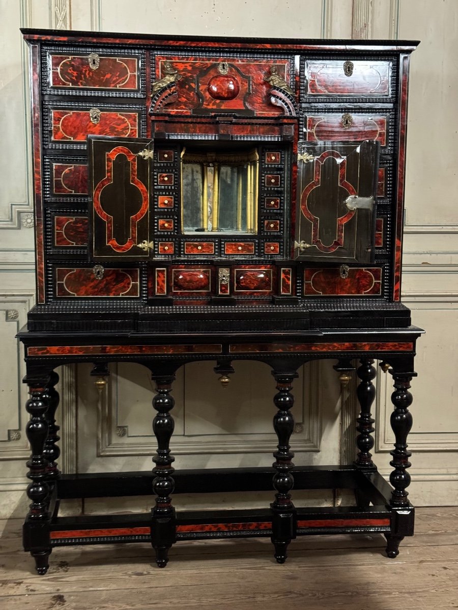 Important Cabinet Anversois En écaille, ébène Et Bronze, XVIIème Siècle  -photo-1