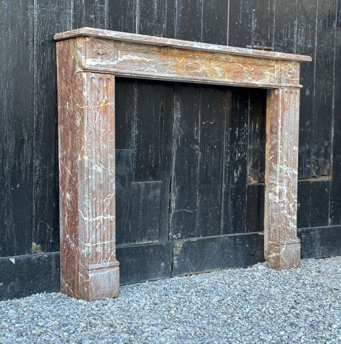 Louis XVI Fireplace In Gray Ardennes Marble 18th Century -photo-2