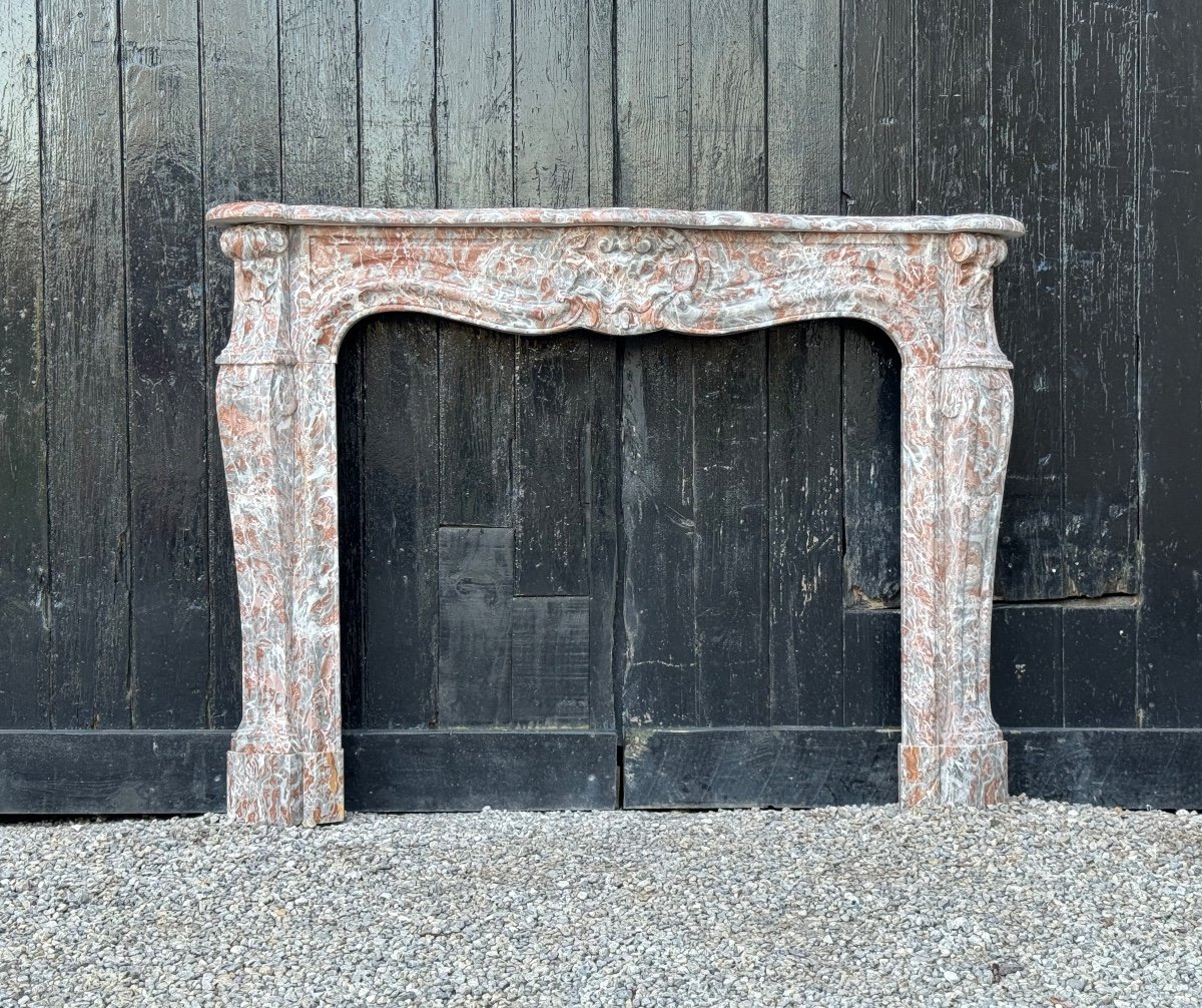 Louis XV Style Fireplace In Gray Ardennes Marble Circa 1940-photo-3