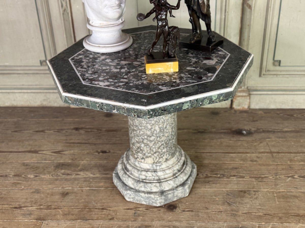 Table En Albâtre, Marbre Brèche Et Blanc Statuaire Vers 1880-photo-2