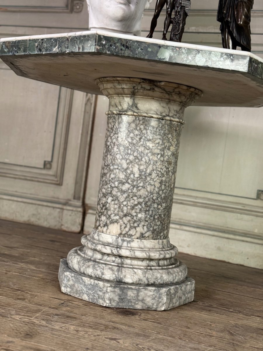 Table En Albâtre, Marbre Brèche Et Blanc Statuaire Vers 1880-photo-5