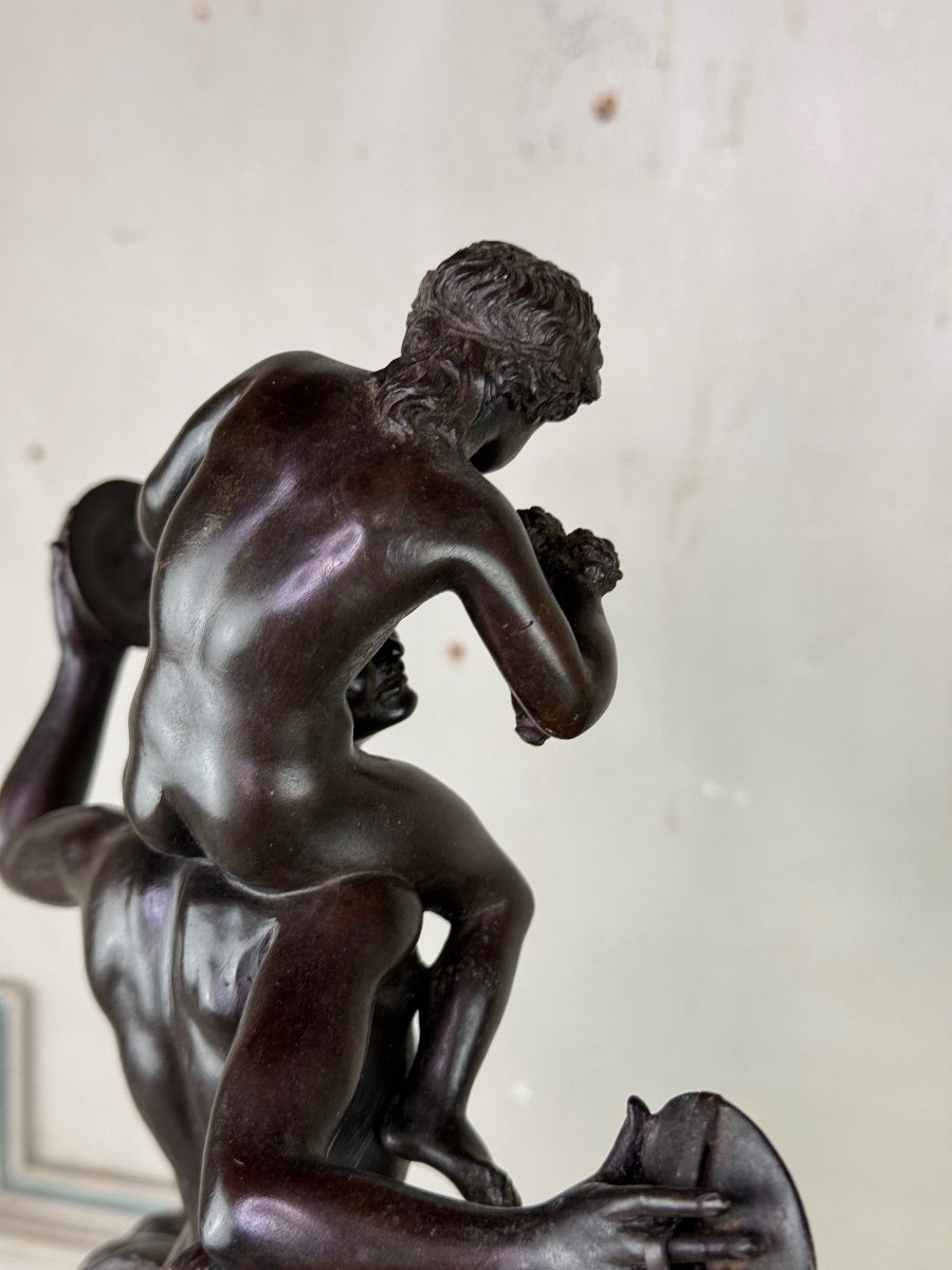 Dionysos Sur Les épaules D’un Satyre, Bronze D’après L’antique Sur Socle Jaune De Sienne-photo-4