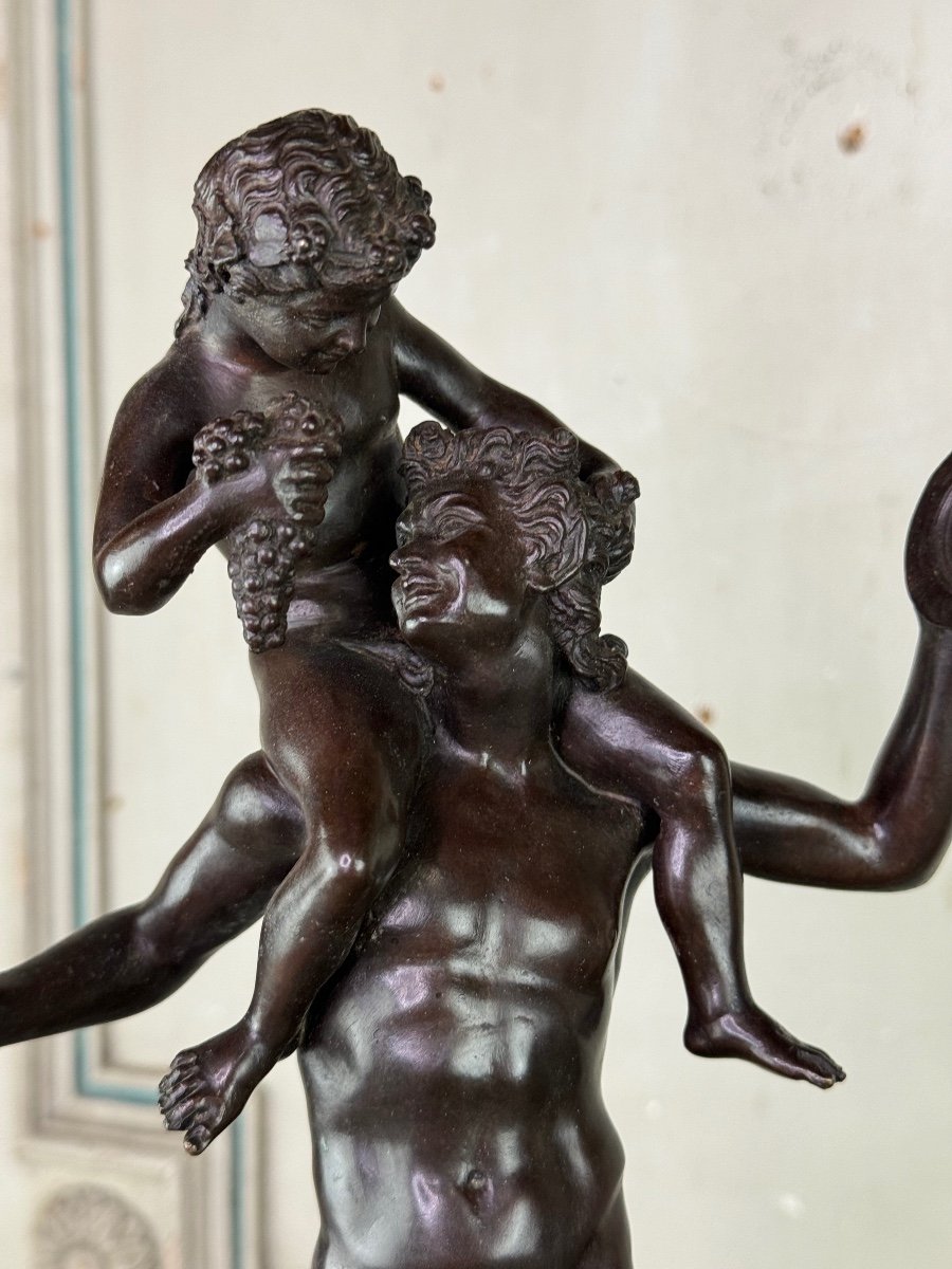 Dionysos Sur Les épaules D’un Satyre, Bronze D’après L’antique Sur Socle Jaune De Sienne-photo-5