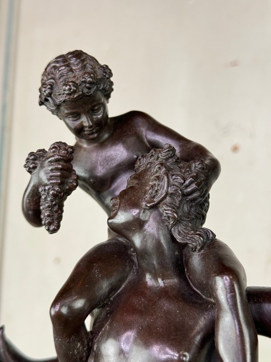 Dionysos Sur Les épaules D’un Satyre, Bronze D’après L’antique Sur Socle Jaune De Sienne-photo-6