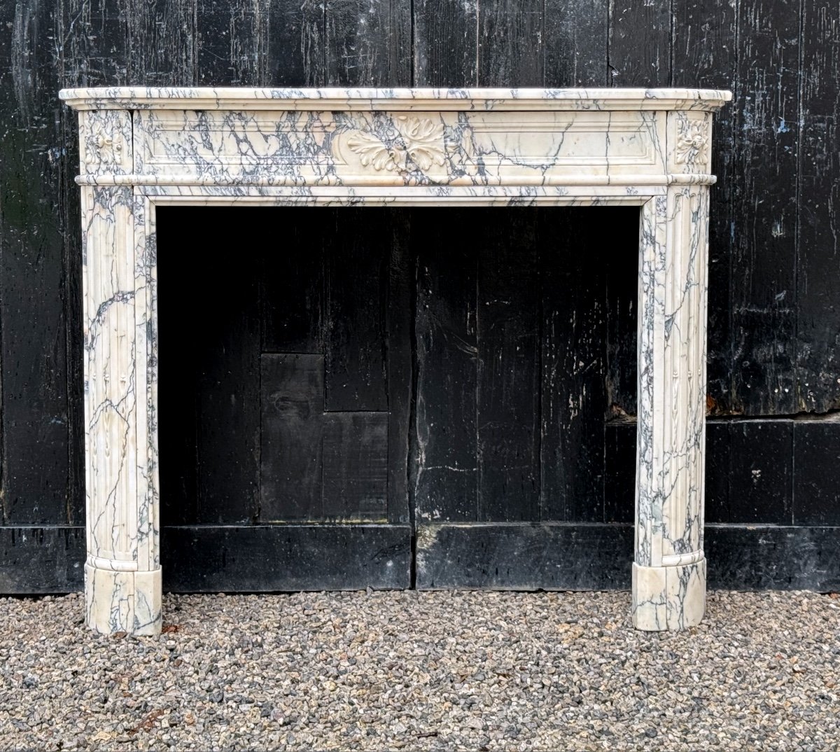 Louis XVI Style Fireplace In Violet Breccia Marble Circa 1880-photo-3