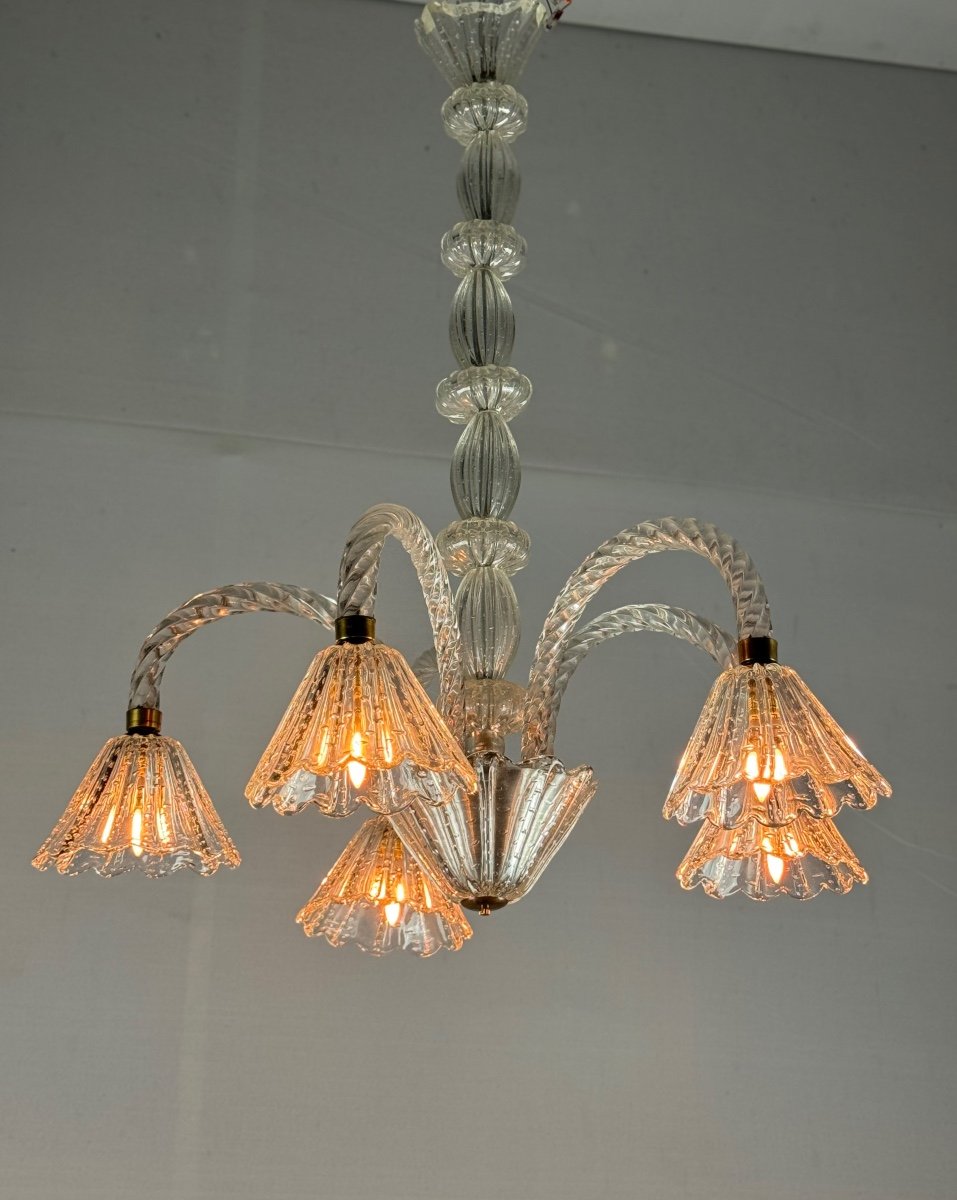 Venetian Murano Glass Chandelier By Barovier Circa 1950