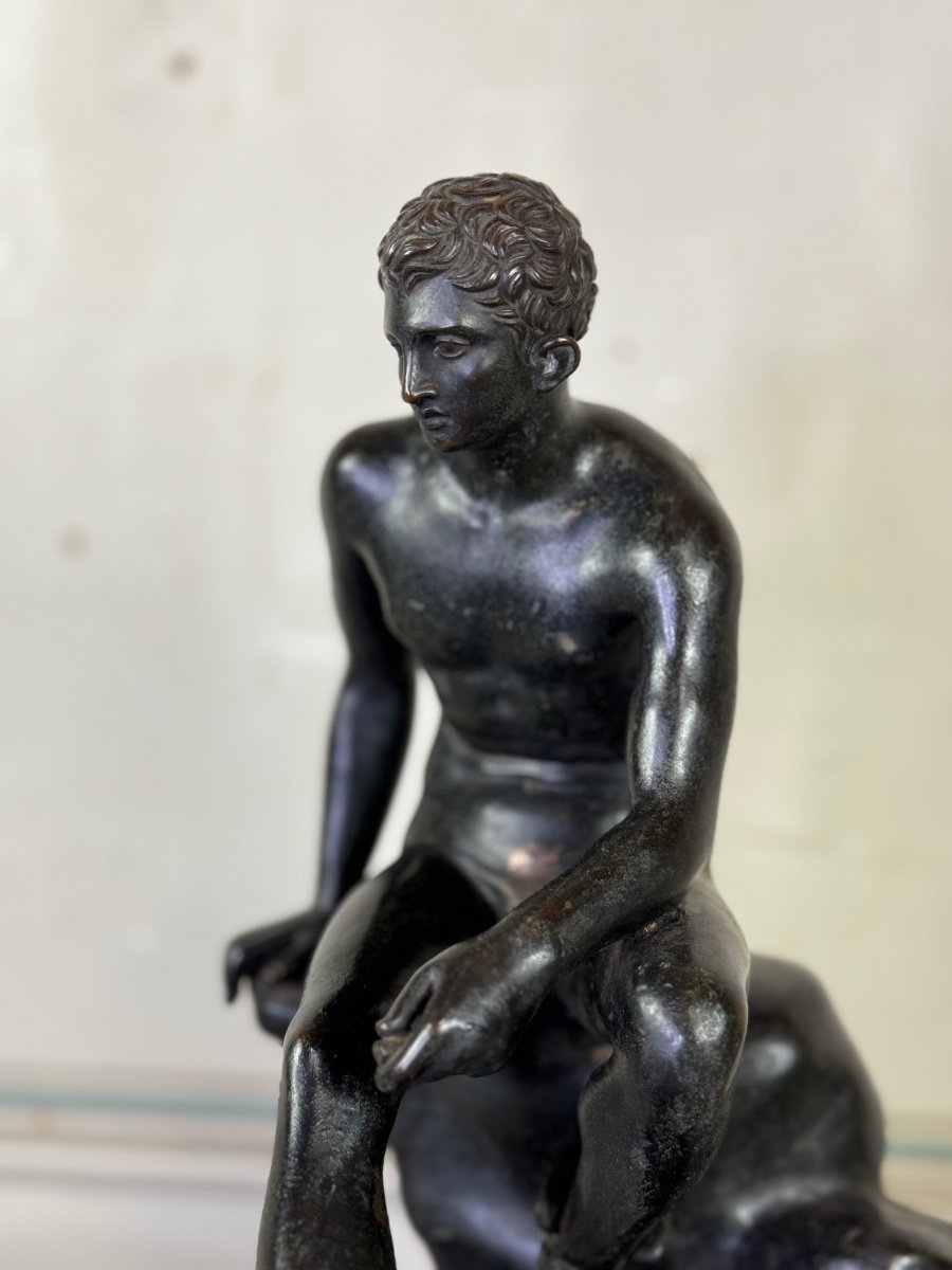 Hermès At Rest Bronze After The Antique On An Antique Green Marble Base, 19th Century -photo-5