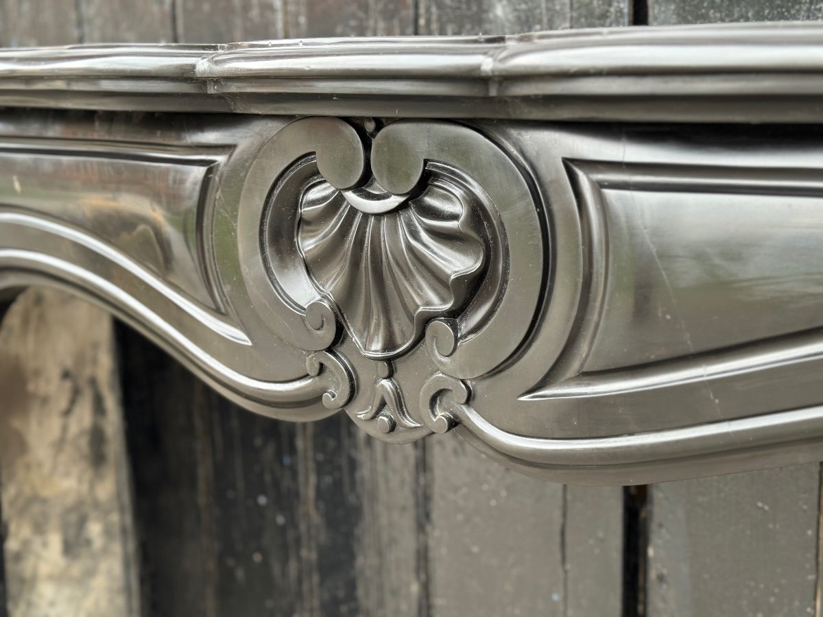 Louis XV Style Fireplace In Belgian Black Marble Circa 1880-photo-4