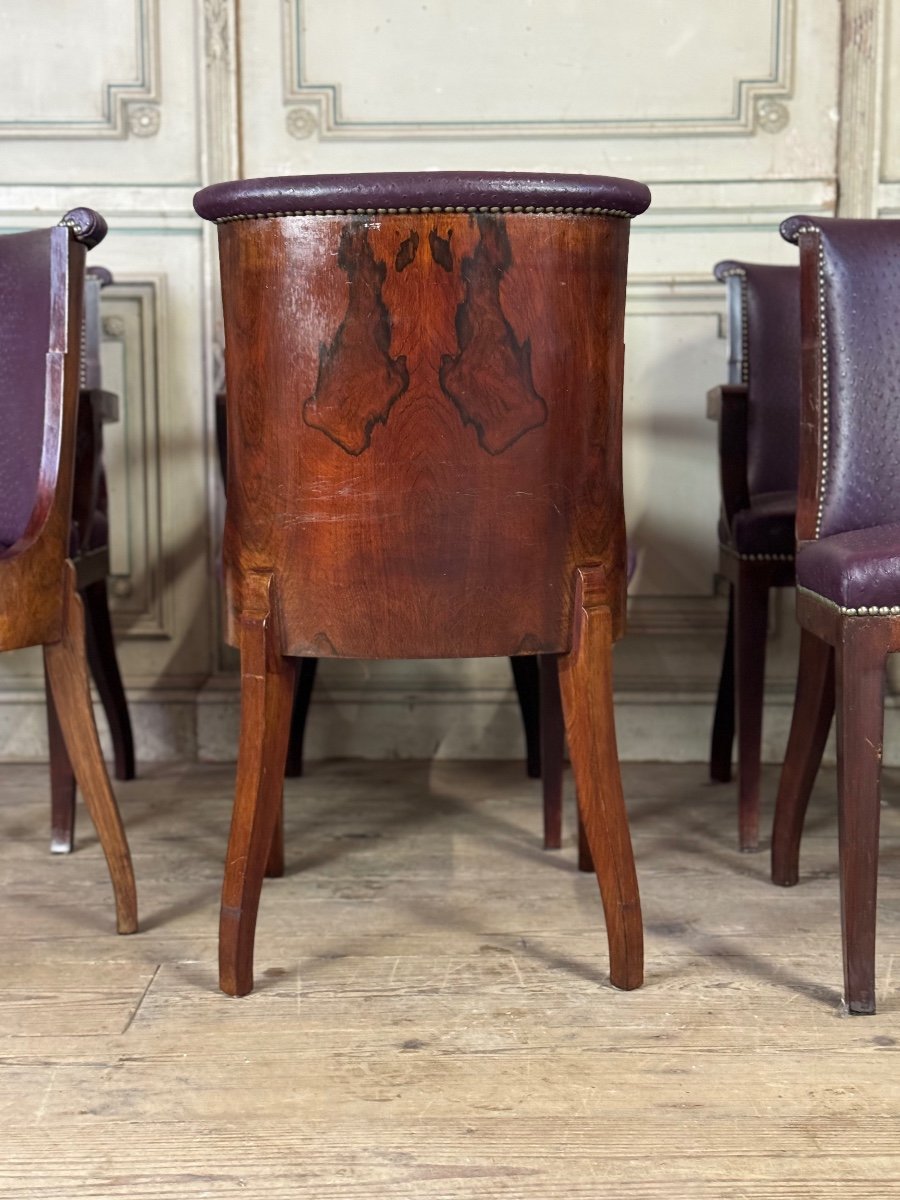 Suite Of 4 Artdeco Chairs And 4 Armchairs In Rosewood Circa 1930-photo-3