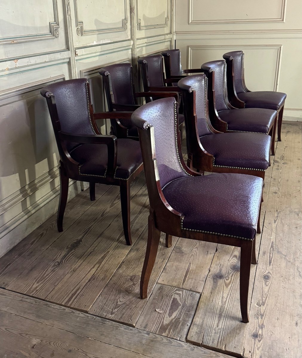 Suite Of 4 Artdeco Chairs And 4 Armchairs In Rosewood Circa 1930-photo-1