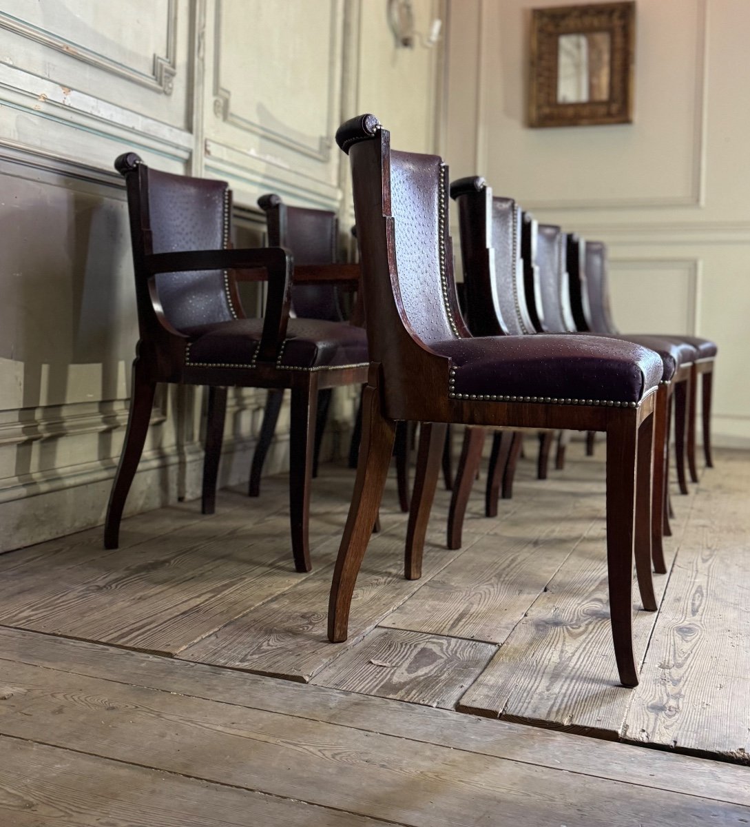 Suite Of 4 Artdeco Chairs And 4 Armchairs In Rosewood Circa 1930-photo-2
